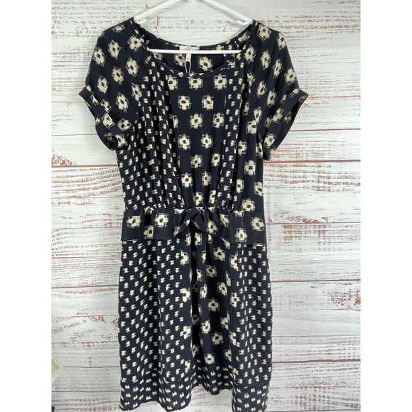 NWOT Joie Navy & Cream Polyester Dress w/ Cap Sleeves Sz Small - Picture 5 of 11